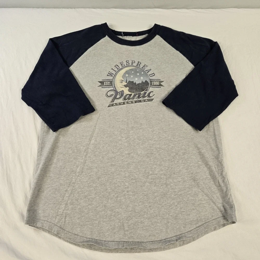 Widespread Panic Raglan Baseball T-shirt 1986 Athens, GA Moon Stars Size Large - Picture 1 of 10